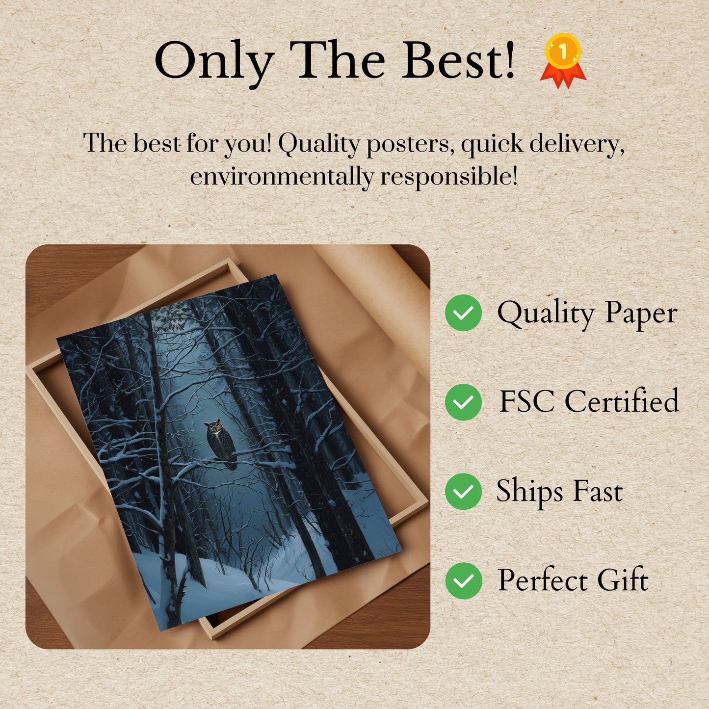 Owl in Snowy Forest Poster