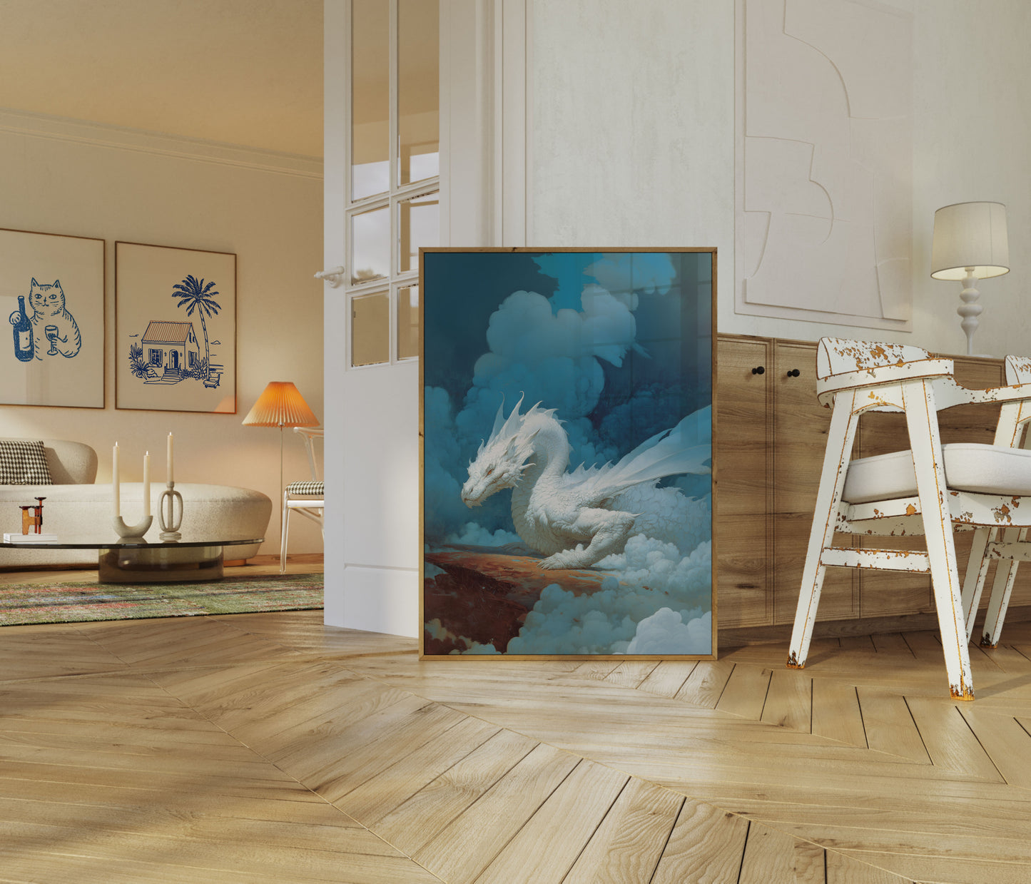 Ethereal White Dragon Poster