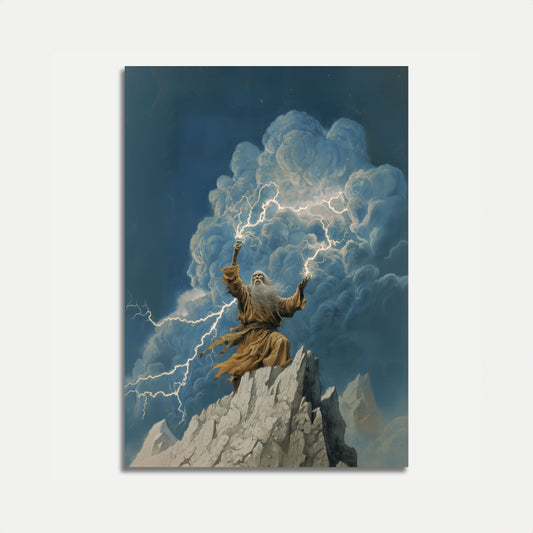 Wizard Commanding Lightning Storm Poster