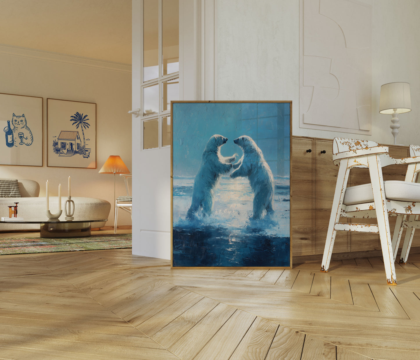 Isbjørne danser på is plakat