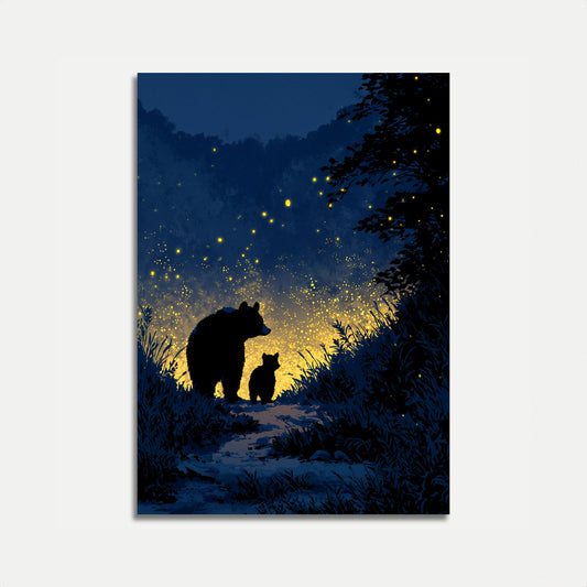 Björn och Unge Glödisar Natt Affisch
