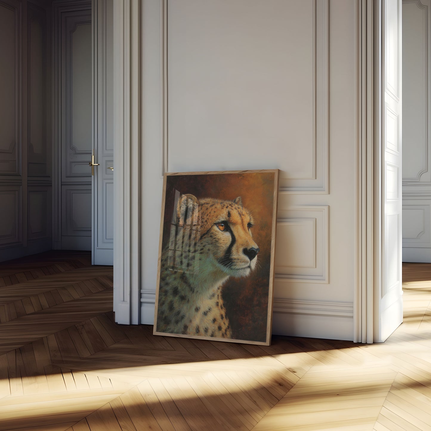 Póster de retrato majestuoso de guepardo