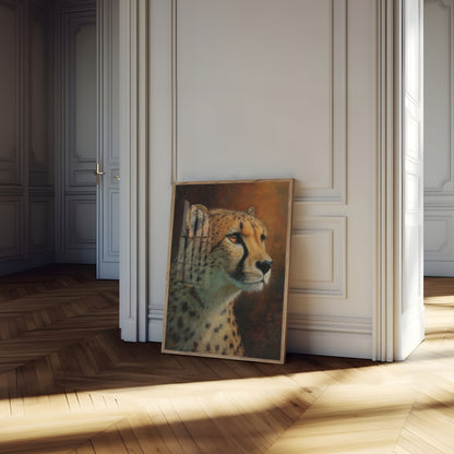 Póster de retrato majestuoso de guepardo