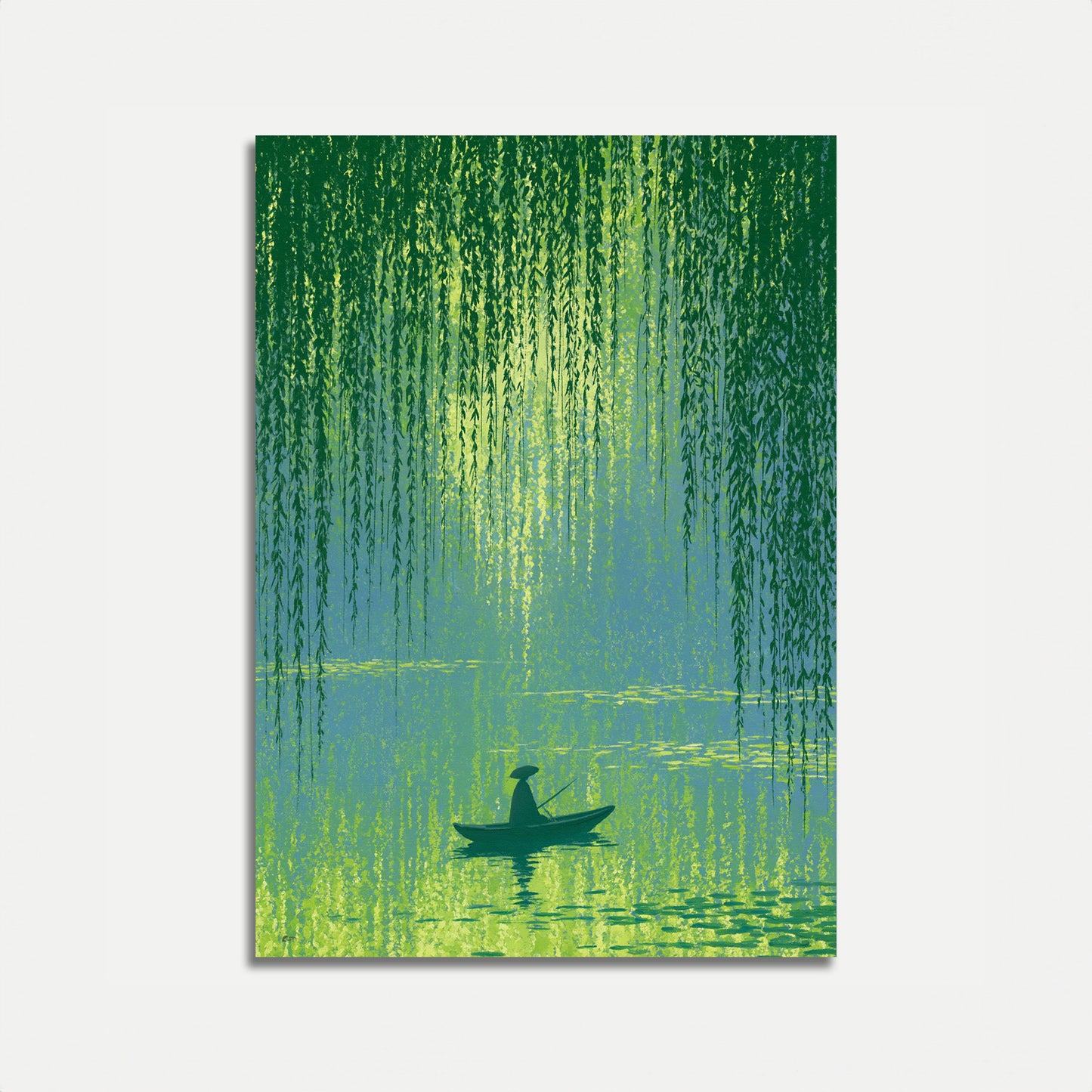 Weeping Willow Boat Tranquility Poster