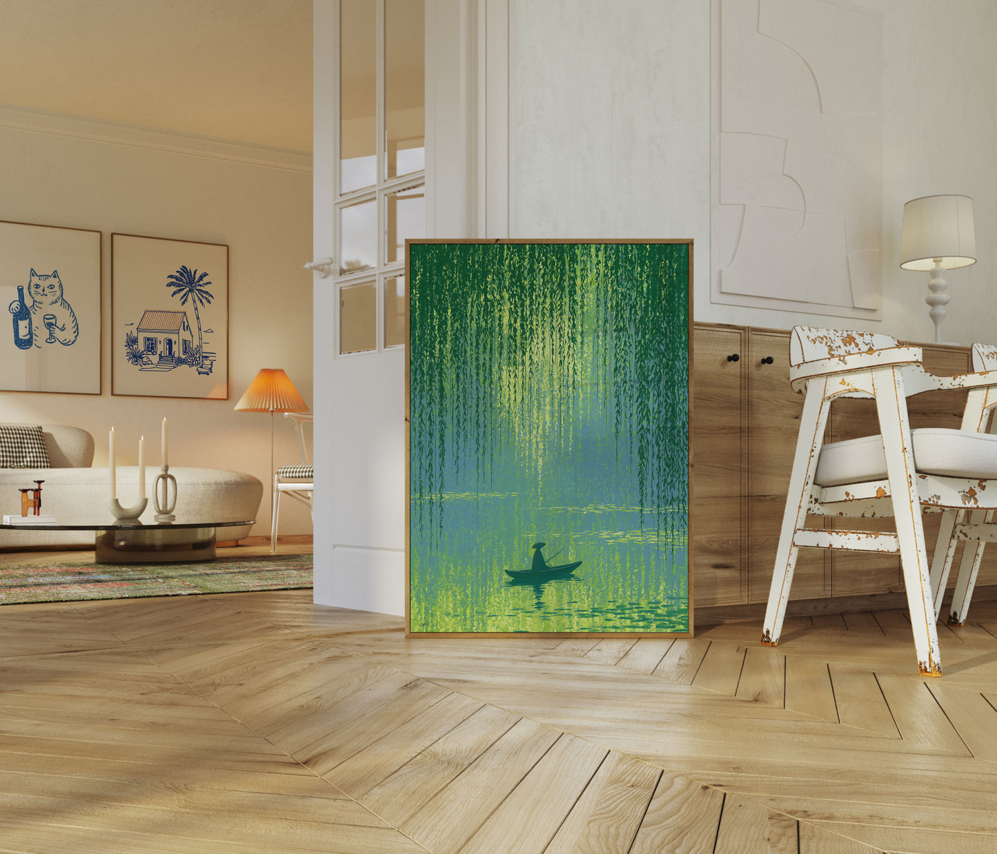 Weeping Willow Boat Tranquility Poster