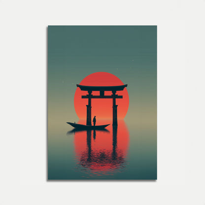 Klidný japonský torii západ slunce plakát