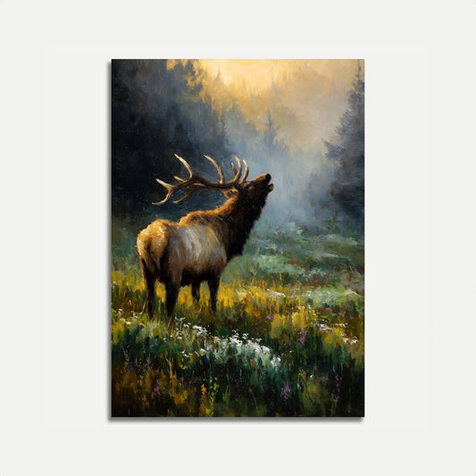 Majestic Elk in Mountain Meadow Poster