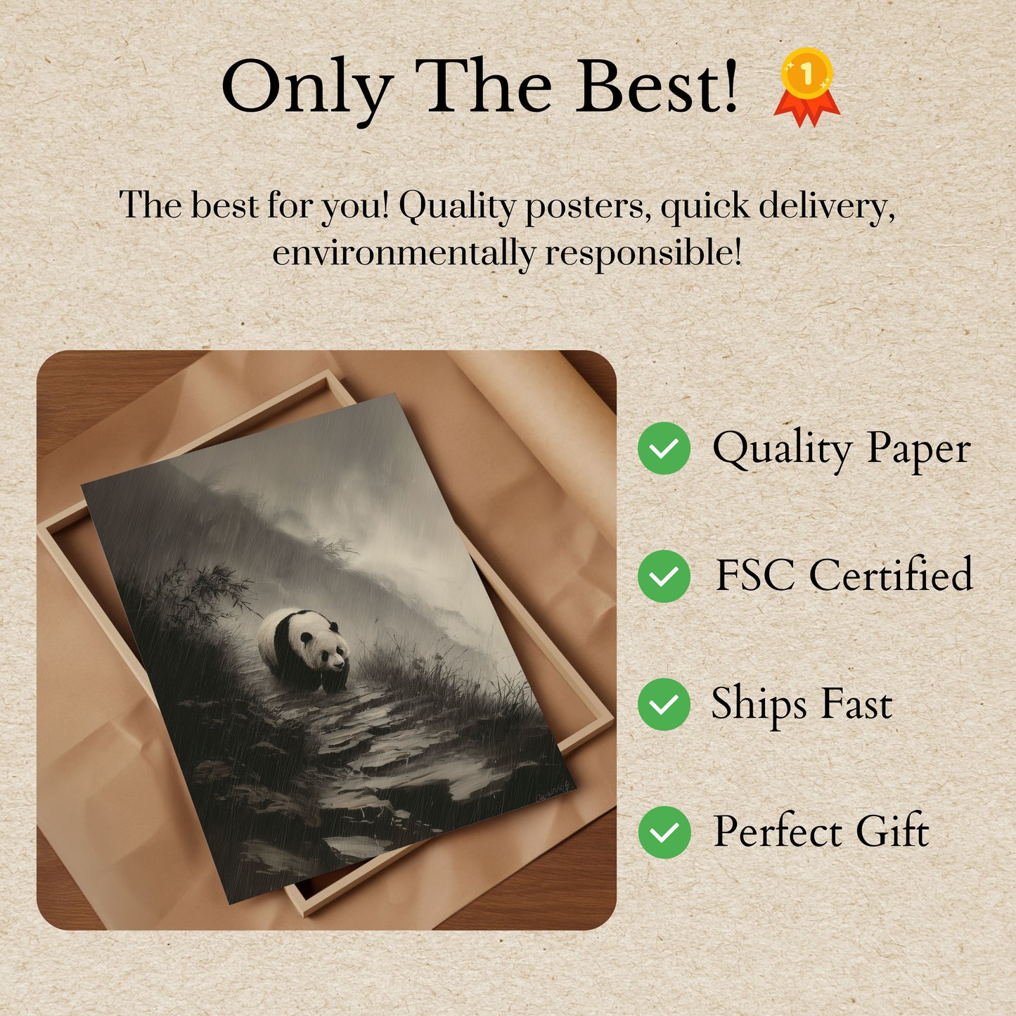 Misty Mountain Panda Poster