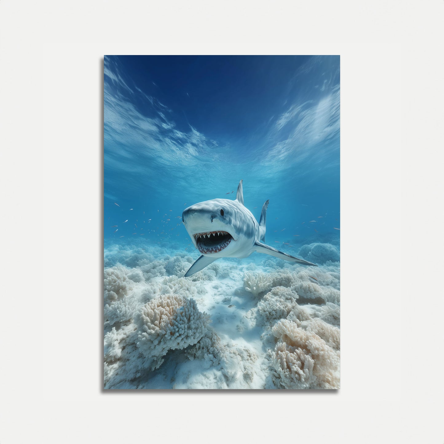 Fierce Shark Ocean Depths Poster