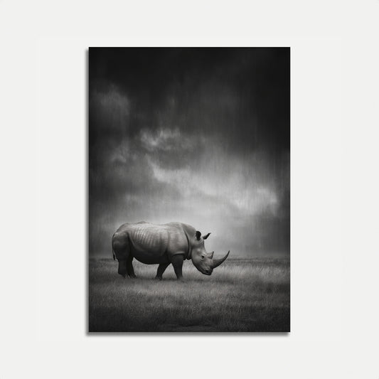 Solitary Rhino Storm Poster