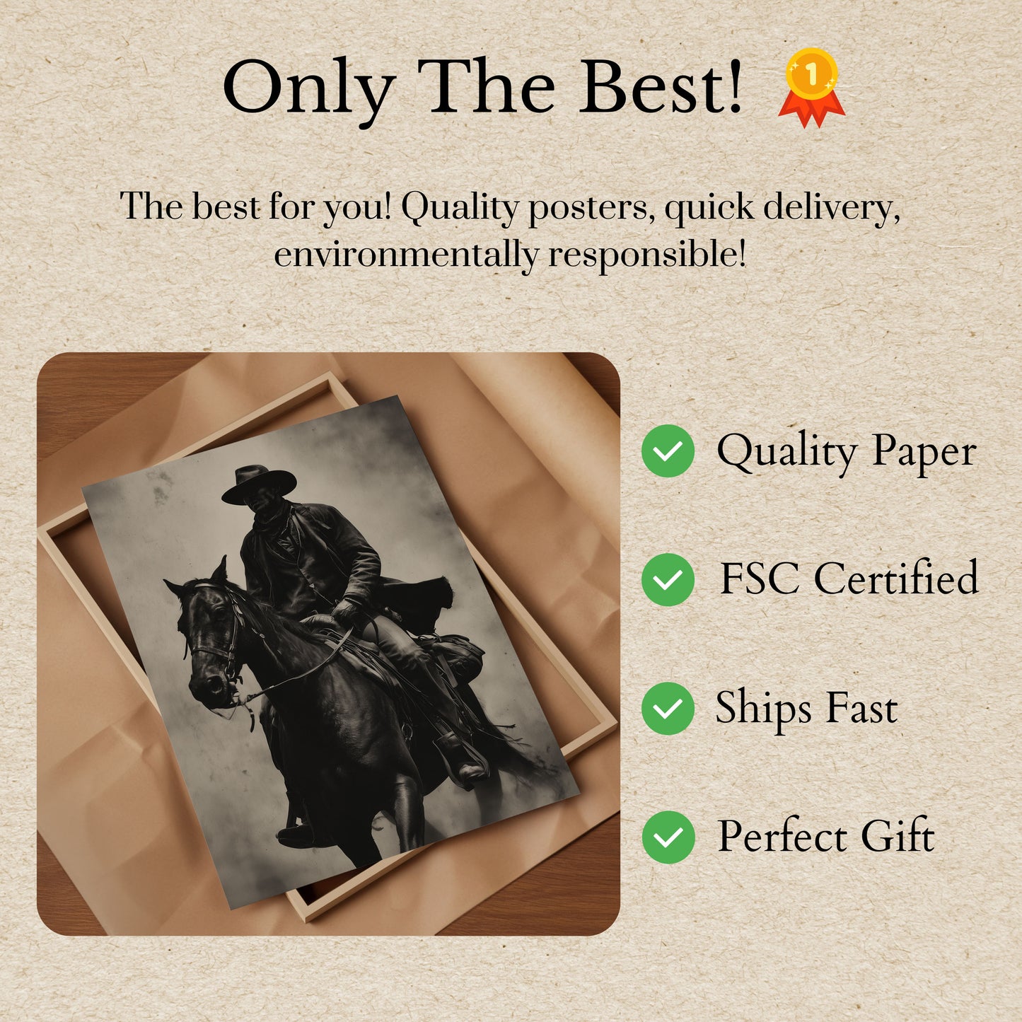 Ensam Ryttare Western Cowboy Affisch