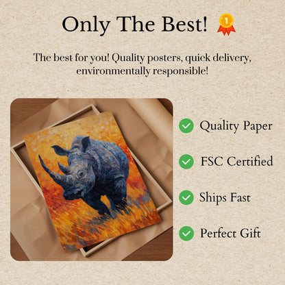 Fierce Rhino Fire Poster