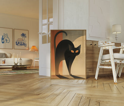 Geometric Black Cat Poster