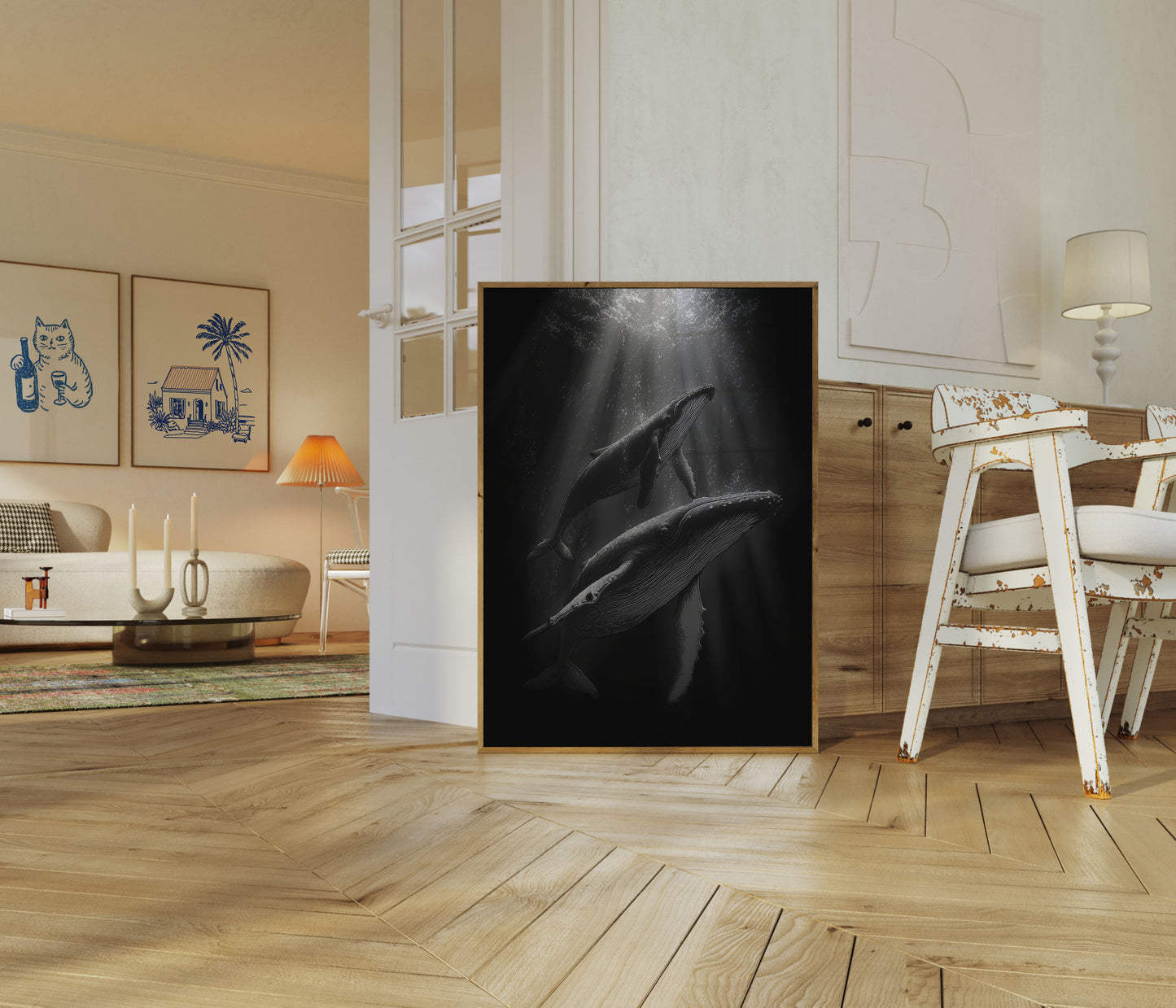 Buckelwale steigen ins Licht Poster