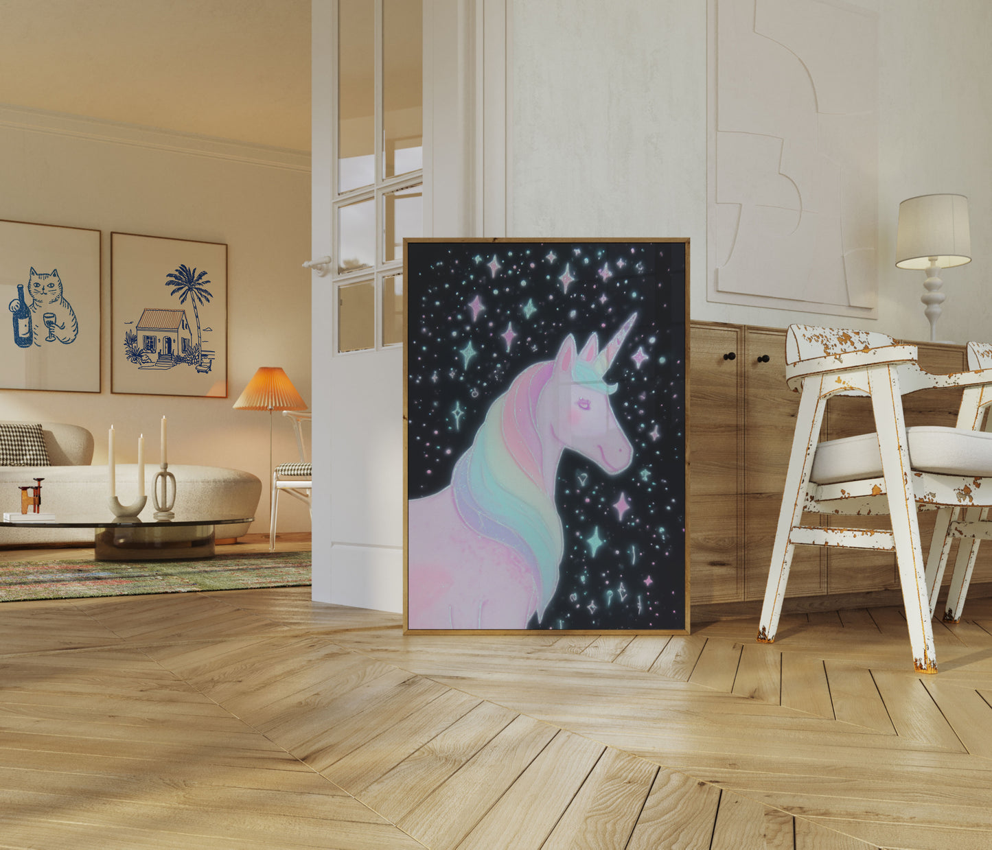 Starry Magical Unicorn Poster