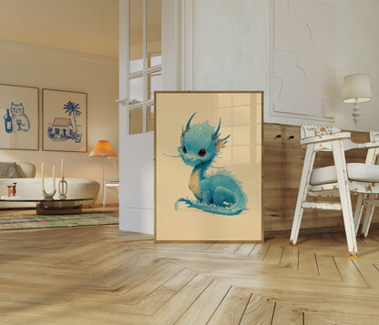 Baby Blue Dragon Fantasy Poster