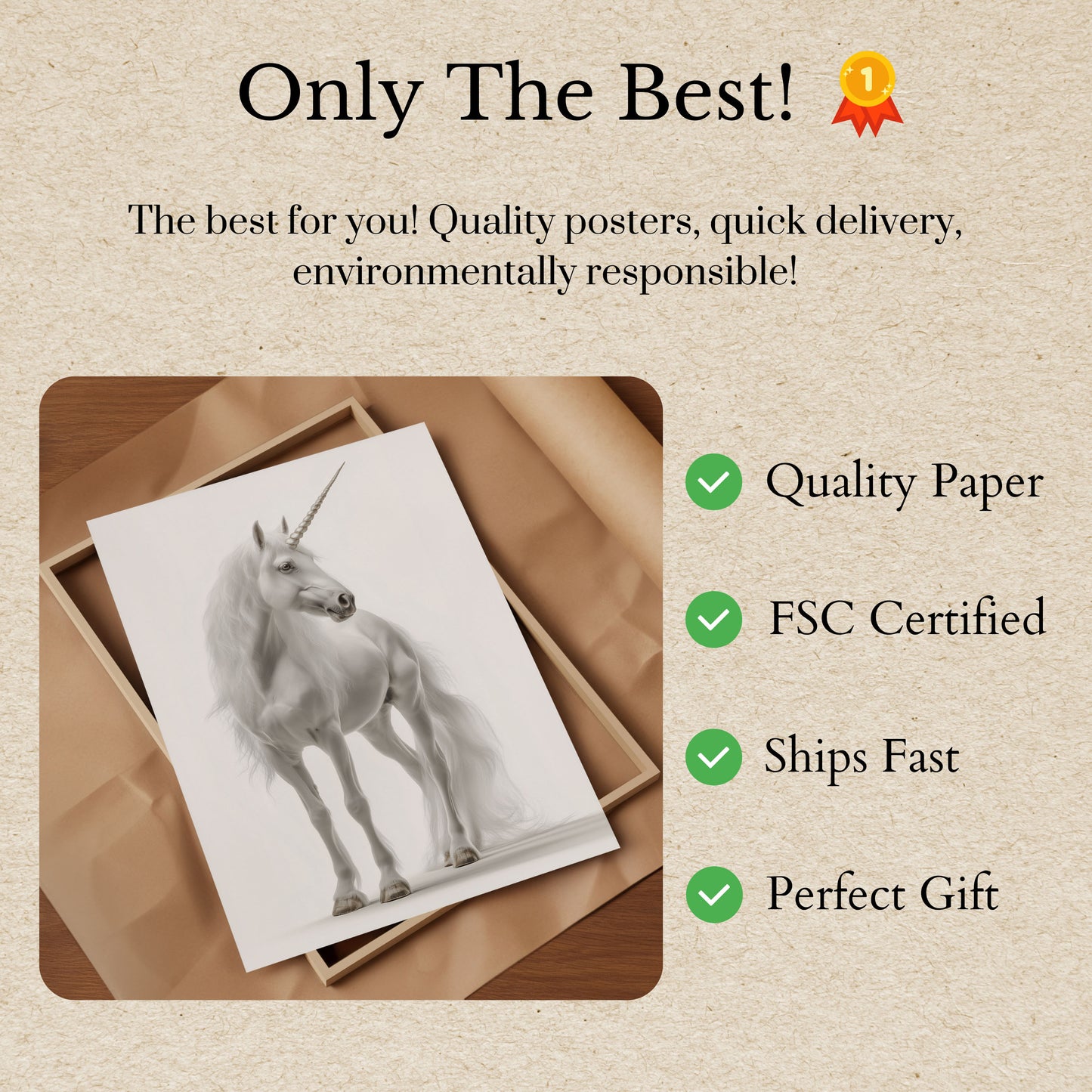 Majestic White Unicorn Poster