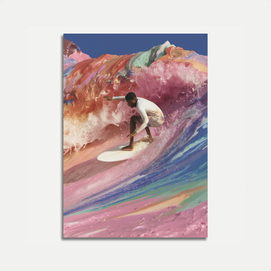 Póster de Surfista Montando una Ola Colorida