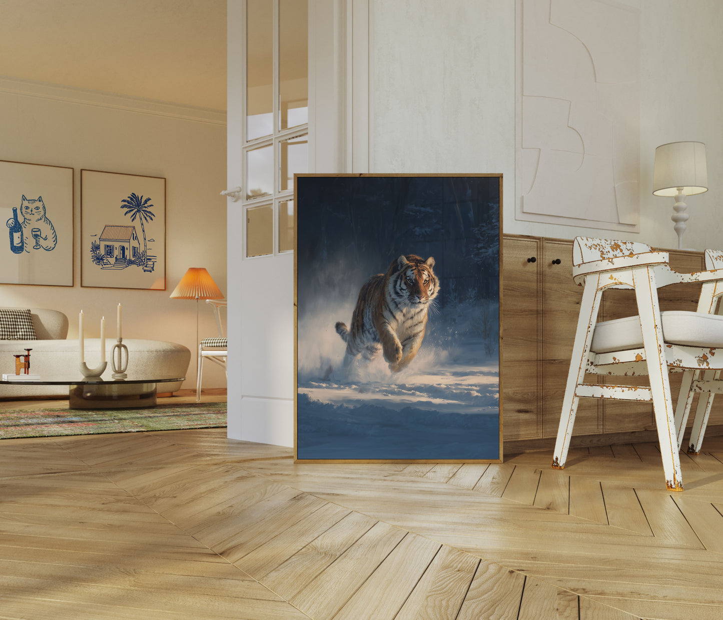 Majestic Tiger Winter Charge Poster