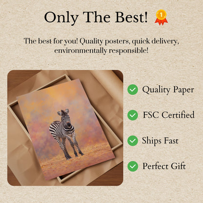 Póster de la hora dorada de la cebra solitaria