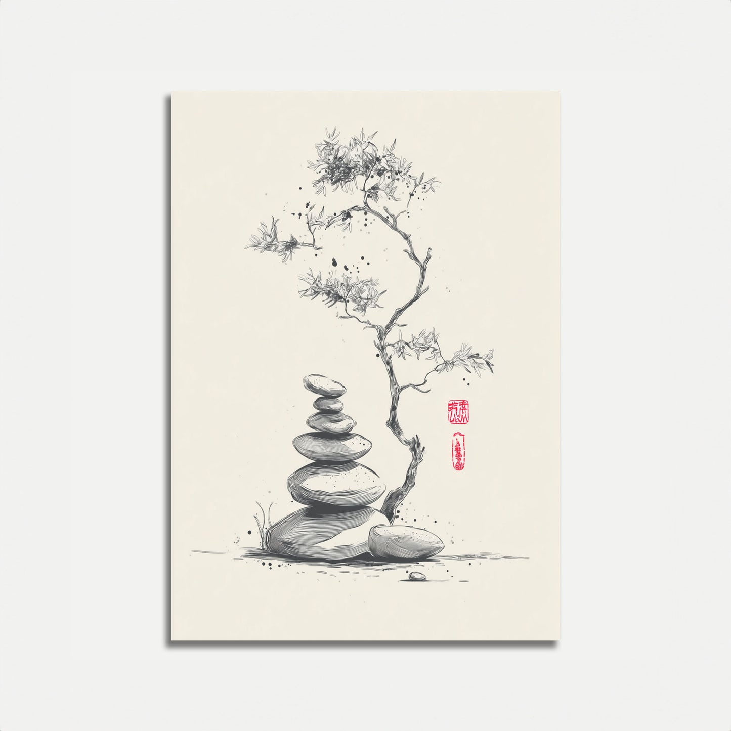 Póster de boceto de naturaleza de equilibrio zen