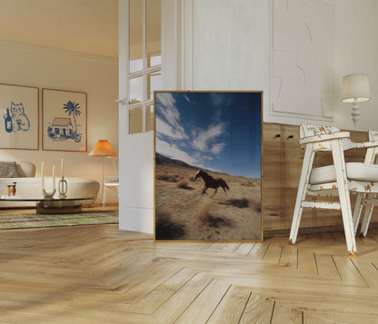 Wild Horse Running Desert Poster