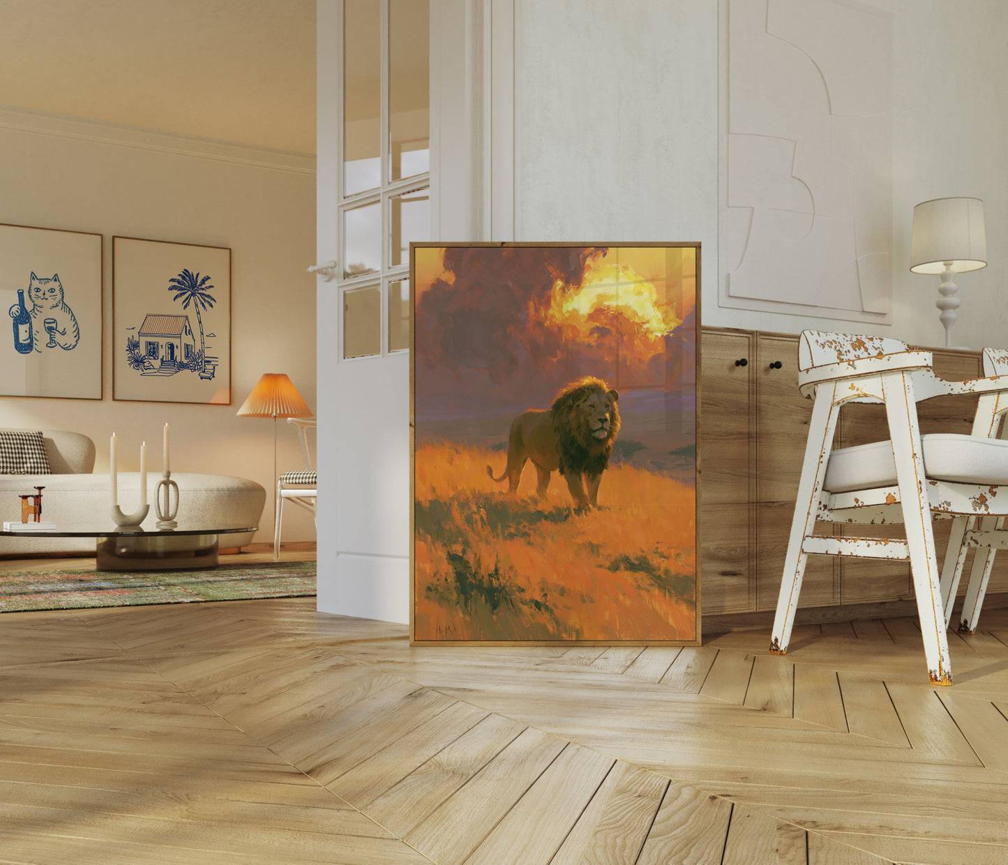 Majestic Lion at Sunset Poster