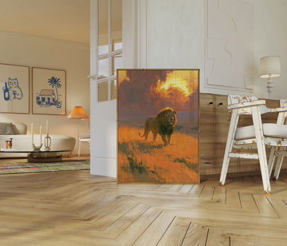 Majestic Lion at Sunset Poster