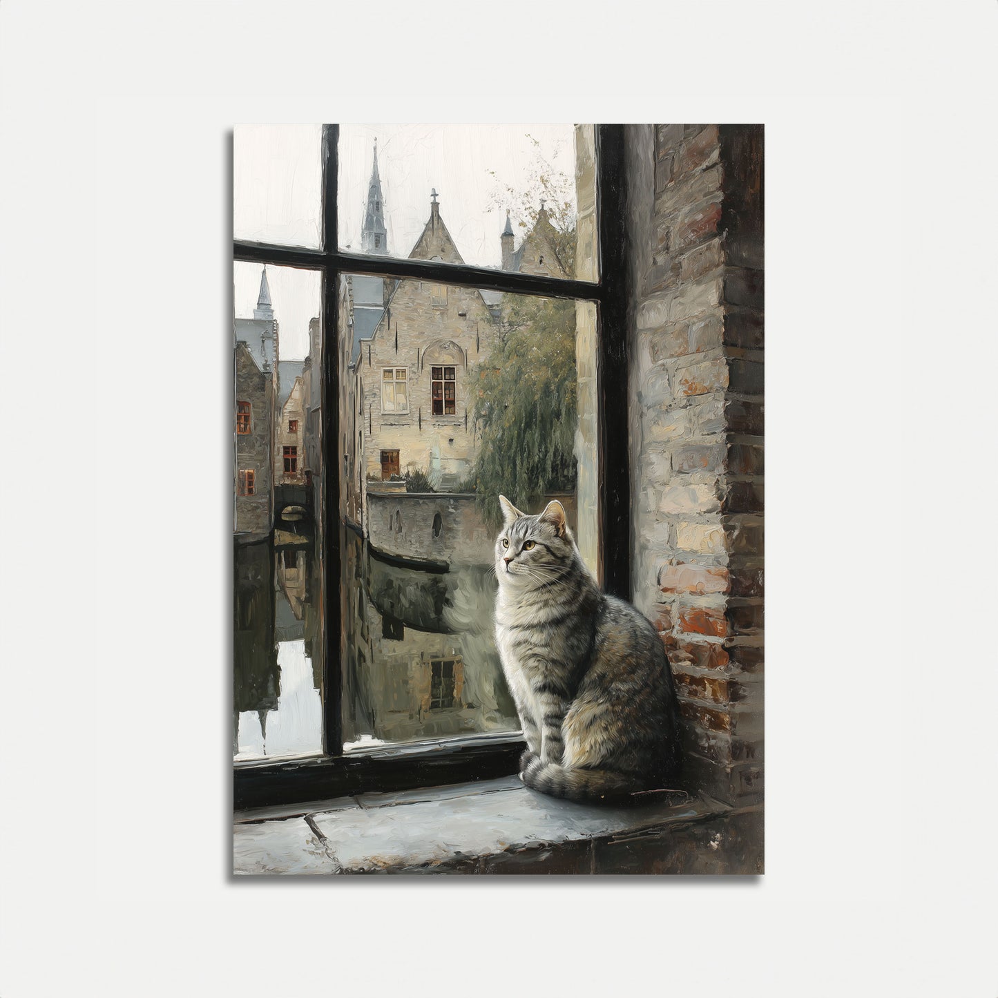 Tabby Cat at Window Poster