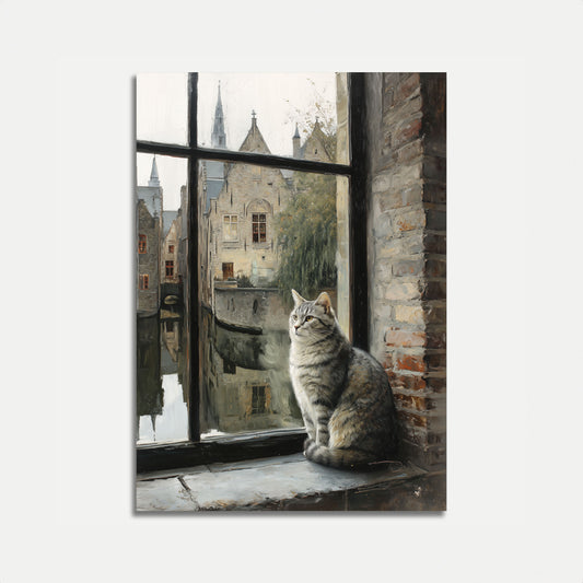 Pôster Gato Tabby na Janela