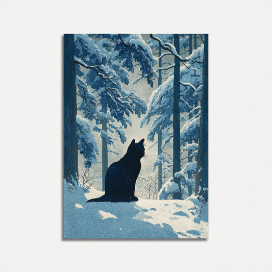 Cat in Snowy Forest Poster