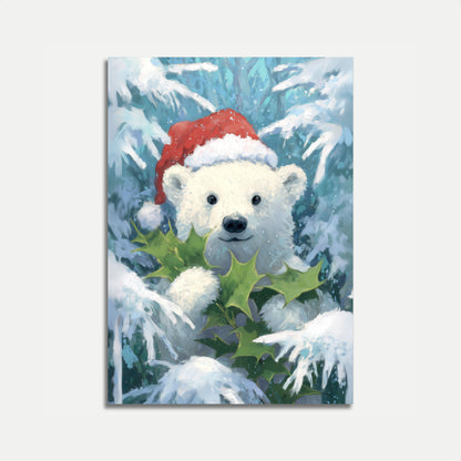 Póster navideño festivo del oso polar