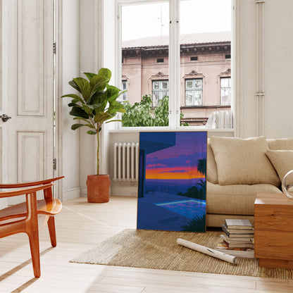 Sunset Over City Lights Poster