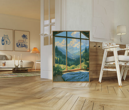 Mountain Valley Morning View Poster
