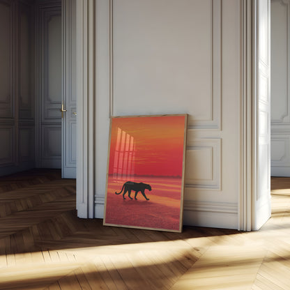Luipaard die bij Zonsondergang Loopt Poster