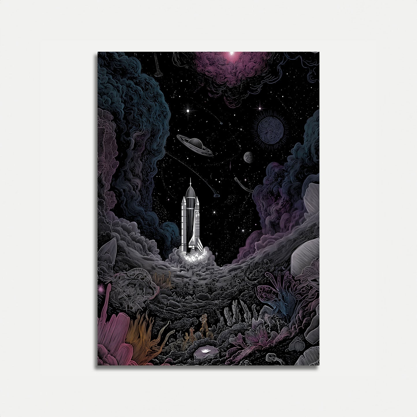 Cosmic Rocket Launch Poster