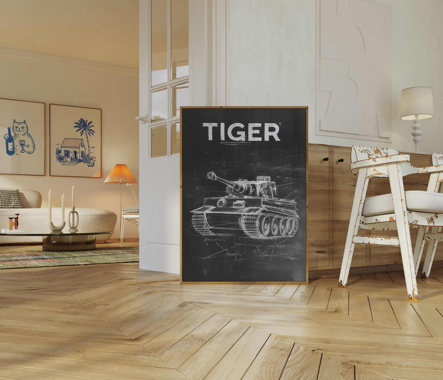 Tiger Tank Technical Blueprint Poster