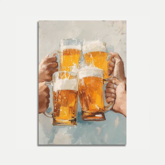 Golden Beer Toast Celebration Poster