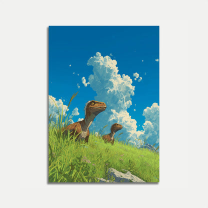 Prehistoric Grasslands Dinosaur Poster