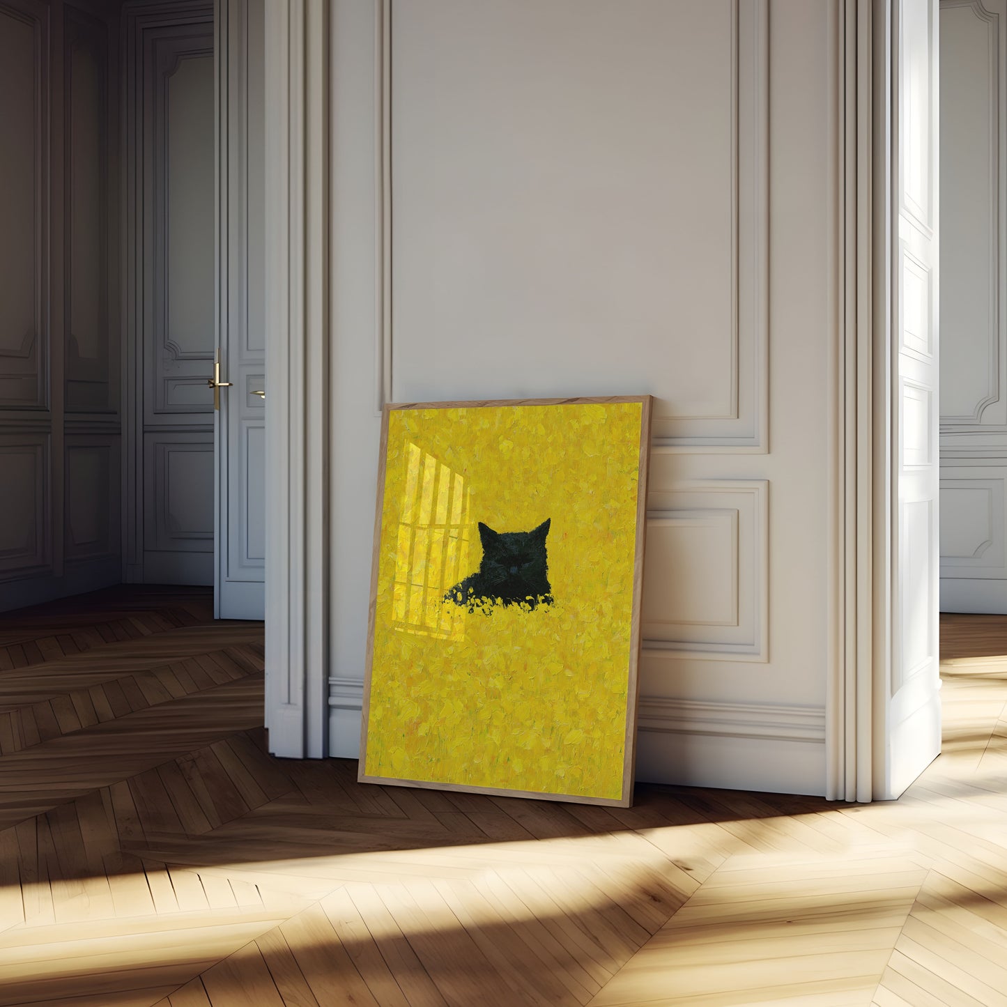 Gato Preto em Cartaz Amarelo
