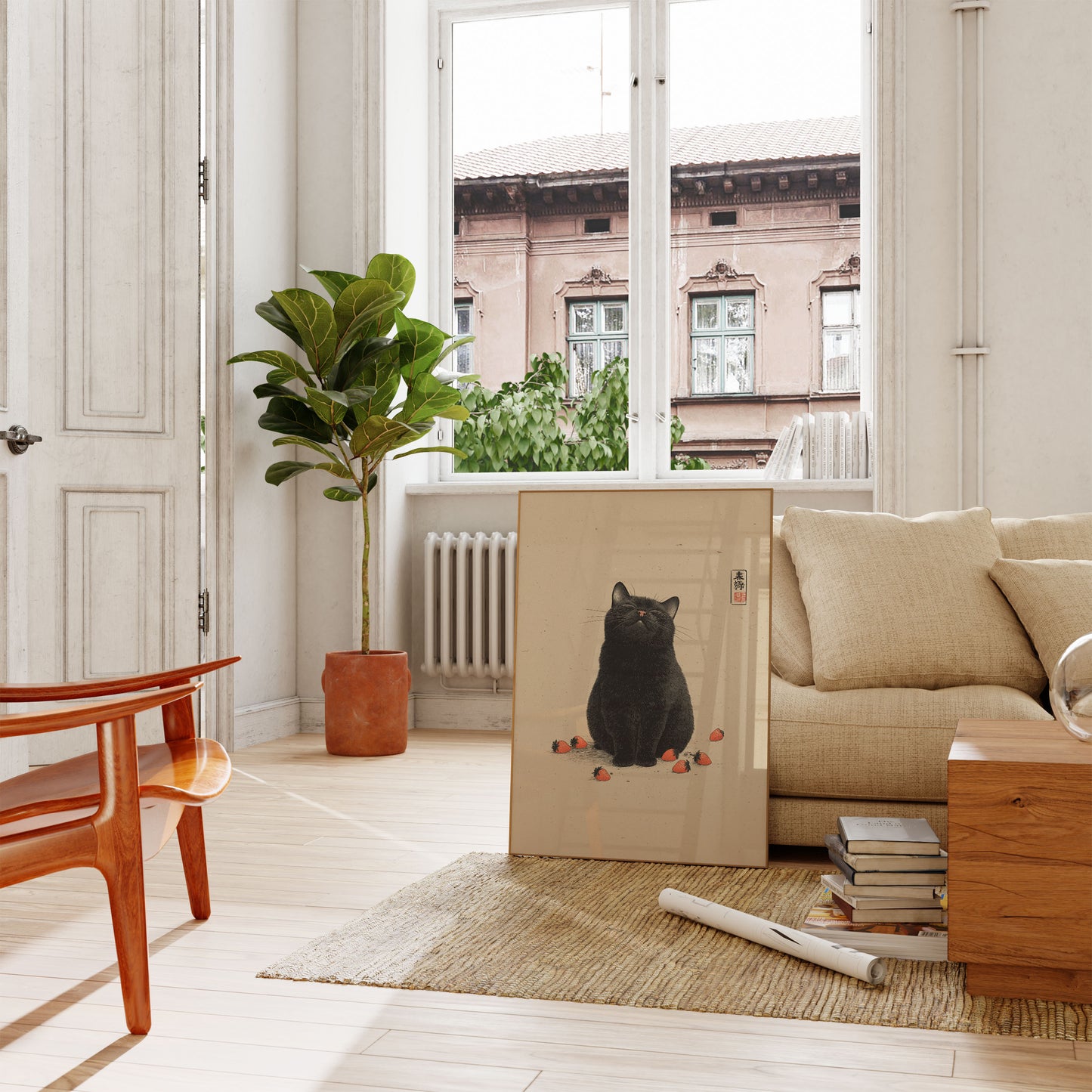 Strawberry Cat Zen Poster
