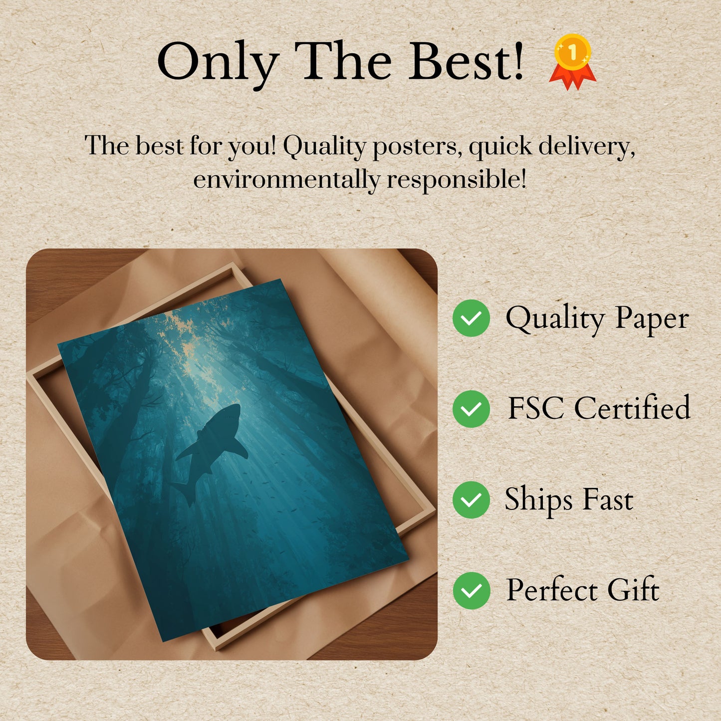 Underwater Forest Shark Poster