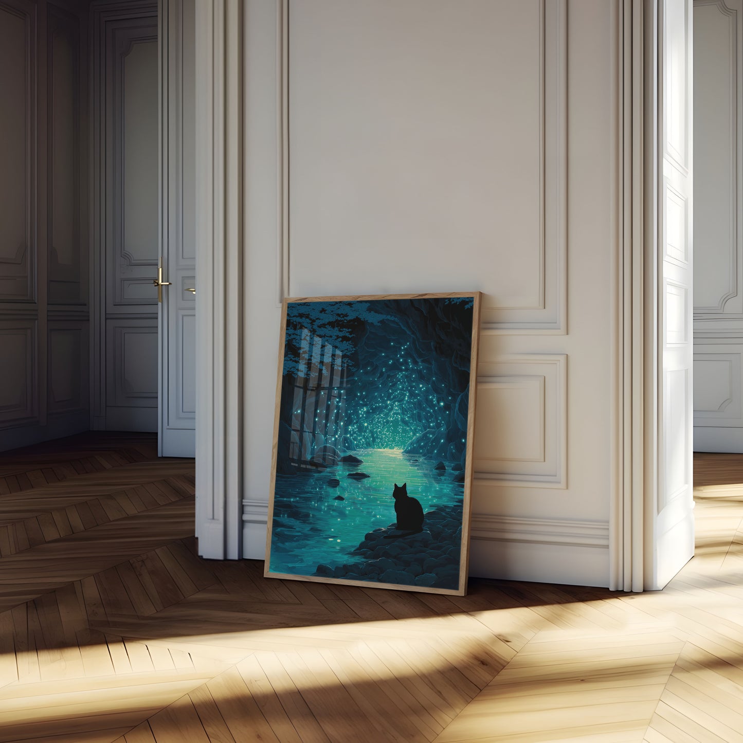 Kat ved glødende hule plakat