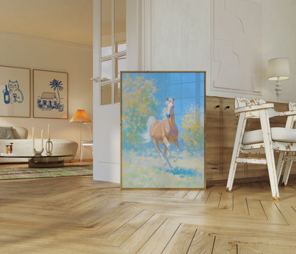 Graciøs Hest i Pastelfarvet Eng Plakat