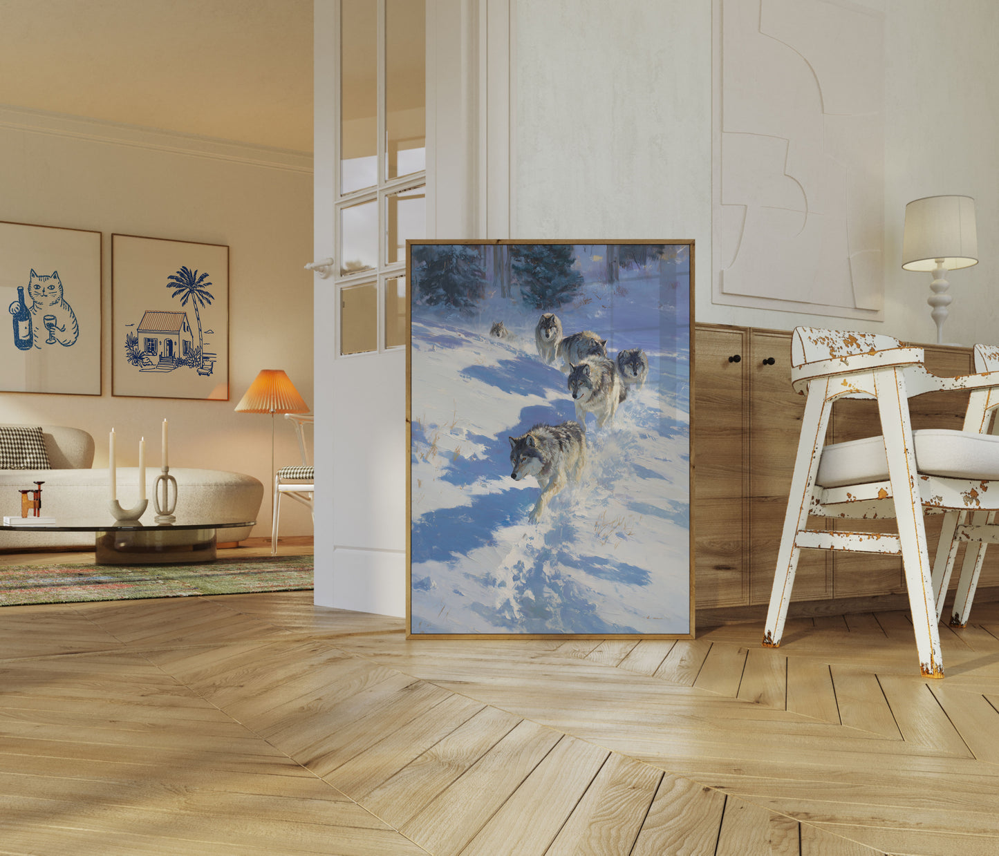 Wolf Pack in Winter Snow Poster