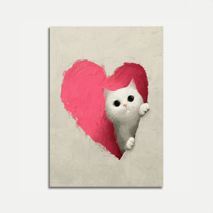 Weißes Kätzchen mit rosa Herz Poster