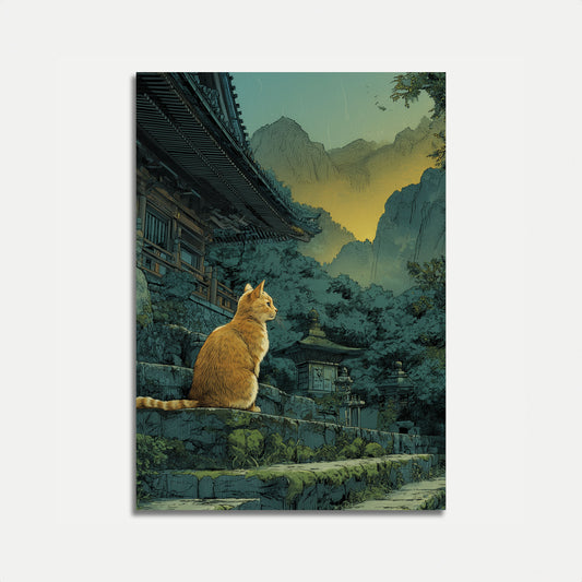 Goldene Katze im asiatischen Tempel Poster