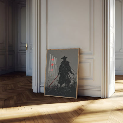 Samurai Kriger i Regn Plakat