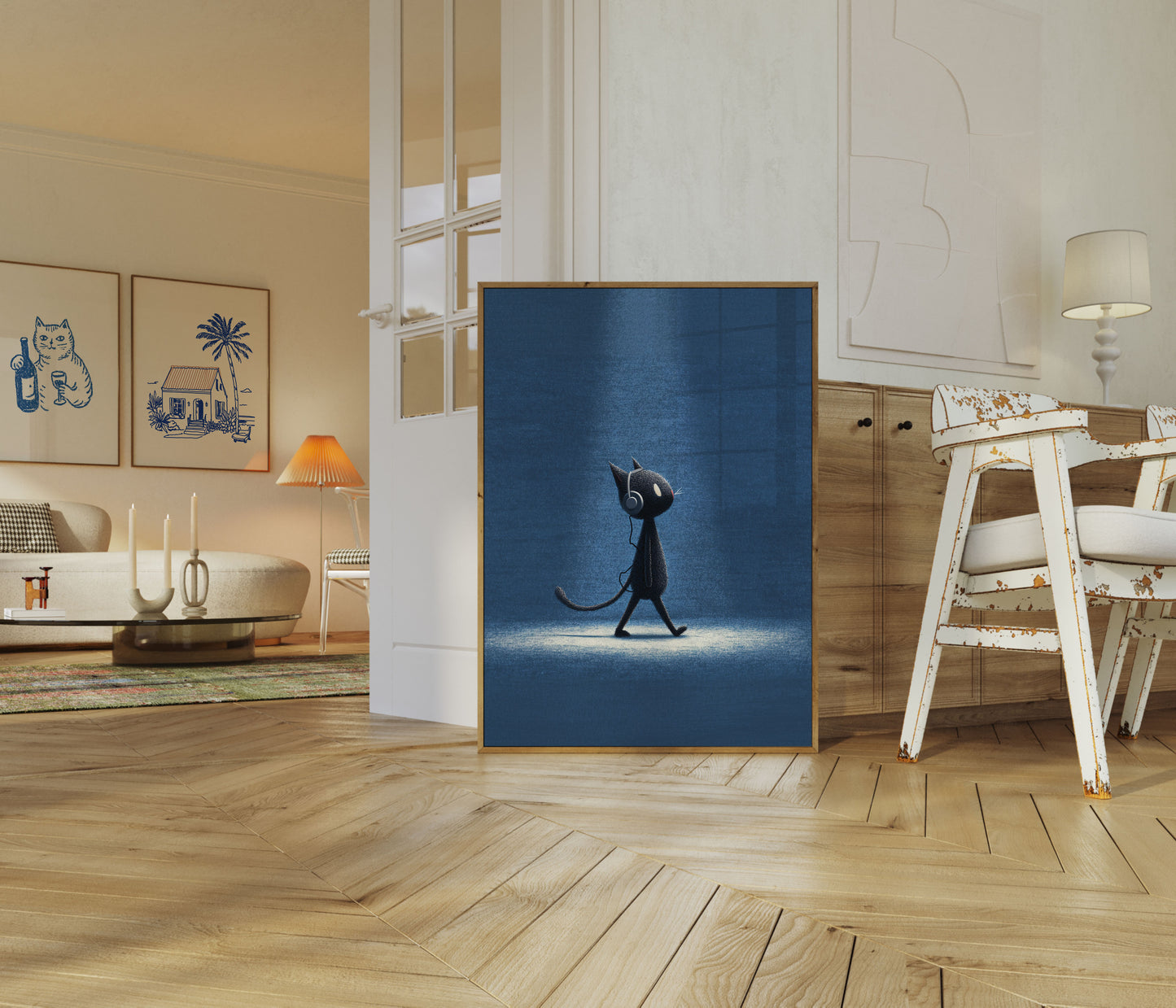 Musical Cat Walking Poster