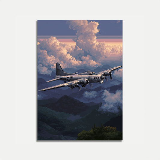 Poster Vintage di Aeroplani Sopra le Montagne